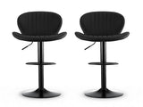 Artiss 2x Bar Stools Kitchen Swivel Gas Lift Counter Chair Shell Leather Black BA-KJ-5681-BKX2