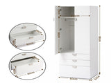 Artiss Wardrobe Cabinet Bedroom Clothes Storage Organiser Cupboard 3 Drawers Shelf Hanging Rod FUR-V-WR02-WH-AB