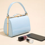 Women'S Evening Clutch Patent Leather Handbag Shiny Hand-Held Bag Hard-Shell - Black - Size 18-13-14 V1347-DSZ-001-001-BLK-18-13-14