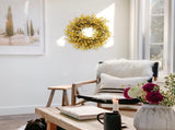 22 Inch Bright Yellow Forsythia Flower Wreath for Front Door, Spring Artificial Flower Wreath for V1258-DP02-C-2655