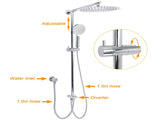 WELS Round 12" Rain Dual Shower Head 3 Modes Handheld Wall Rail Chrome Mixer Valve Set V1233-HR002M4CSC842KSR112KRD201CR