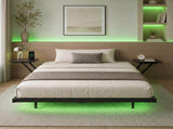 Levede Double Bed Frame Floating Frame with Storage Shelves RGB Lights Black BF1086-D-BK-AU