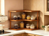 3 Tier Desktop Organizer Shelf Cup Storage Rack Wooden Corner Display Stand for Kitchen Counter V1192-AZ-W-20012