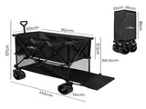 Lambu Folding Wagon Cart Double Shelves UM1259-BK
