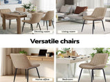 Artiss 2x Dining Chairs Retro PU Leather Kitchen Lounge Cafe Accent Chair Khaki DINC-K-2602-BRX2