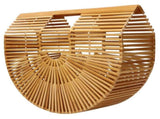 Vintage Bamboo Bag Women Semicircular Woven Handbag Hollow Beach Tote for SummerL V1294-YM0901-3117210073111