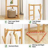 Bamboo Clothes Coat Rack Garment Stand Shelf Tree Hanger Bag Hat Hook Holder Natural V255-4MLS-N