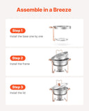 Chafing Dish Buffet Set, 5 Qt 4 Pack, Stainless Steel Chafer with 4 Full Size Pans, Round Catering V952-YXBXGSTGK4JTIXCAPV0