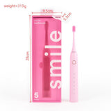 Pink 5 Modes Sonic Electric Toothbrush with Smart Timer - IPX7 Waterproof, 60 Day Battery Life, V888-ELOSUNG56306-1