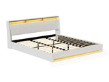 Artiss Bed Frame Gas Lift LED Beds Base Platform White PVC Leather Storage Headboard - King BFRAME-G-SUNSET-K-WH-ABC