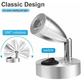 2 Pcs 12V LED Spot Reading Lights 3000K 3W Adjustable Switch Silver V1188-MS-527-043