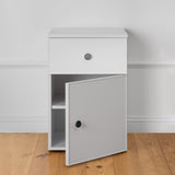 PORTO BEDSIDE TABLE - WHITE - SLIM - ROUND BLACK V164-ECS13WTB06B