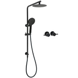 WELS Matt Black Round 2in1 8" Shower Head Sliding Rail Arm 3 Modes Handheld Twin Taps V1233-C4902B22PHR002M4CBKSR108BCPF0282ABK