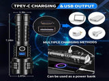 Gift Box Heavy Duty LED Flashlight and Tactical Torch - Waterproof & High Power, Zoomable 5 Modes, V888-ELOSUNG49873