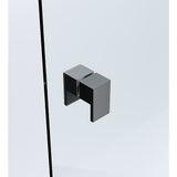 100cm Frameless Diamond Shower Screen with Black Brackets and SS Hinges, Square Double Pull Handle V63-911201