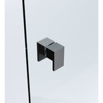 100cm Frameless Diamond Shower Screen with Black Brackets and SS Hinges, Square Double Pull Handle V63-911191