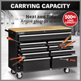 HORUSDY 9 Drawer Tool Box Chest Cabinet Trolley Box Garage Storage Toolbox Black V465-86513