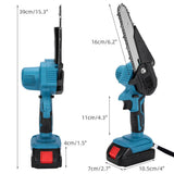 6" Cordless Electric Chainsaw in Blue - Portable Handheld Wood Cutter V178-59148
