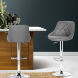 Artiss 2x Bar Stools Leather Padded Gas Lift Grey BA-K-704-GYX2