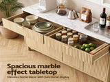 Artiss Buffet Sideboard Cabinet Kitchen Storage Cupboard Marble 2 Drawers Pine FUR-Z-SID140-WD-AB