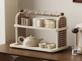 2-Tier Coffee Bar Organizer, Mug Tea Cup Holder Coffee Bar Organizer For Placing Mugs, Coffee Beans, V1369-AZ3-W-09671