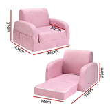 Keezi Kids Sofa 2 Seater Children Flip Open Couch Lounger Armchair Soft Pink KID-SOFA-SINGLE-PK