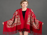 European-American Style Auspicious Embroidered Shawl Scarf, High-End Autumn & Winter Warm V1232-FXRPJ004