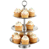 3-Tier Cupcake Stand, Large Stainless Steel Tiered Serving Tray, 7.9" 9.1" 10.2" Dessert Stand, V1369-AZ3-W-08669