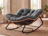 Levede Rocking Chair with Thick Cushion PE Rattan Silent Strip Indoor Patio Grey CH1186-DGY-AU