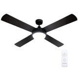 Devanti 52'' Ceiling Fan DC Motor w/Light w/Remote - Black CF-RC-52-BK
