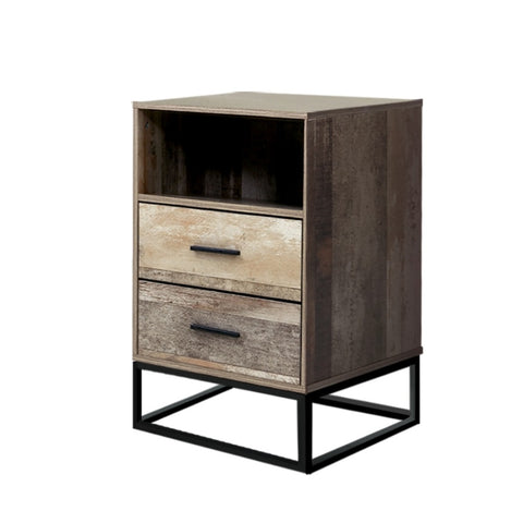 Artiss Bedside Table 2 Drawers with Shelf - BADAN FURNI-G-IND-BSIDE-05-WD