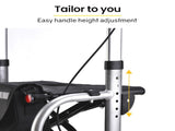 EQUIPMED 2-in-1 Folding Rollator Wheelchair Adjustable Mobility Walker w/ Park Brakes & Bag, Silver V219-EQHCRL22A
