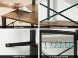 Artiss 4-Tier Kitchen Rack with 2 Power Outlets 6 Hooks Microwave Storage Shelf KR-MEL-4S-60-2AC-BKBR