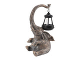Elephant Statue Solar Powered LED Warm Light with Lantern Elephant Figurines for Gift Garden V1294-YM0901-3119230188111