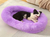 Fluffy Donut-Shaped Pet Bed- Soft, Cozy, and Anti-Anxiety for Dogs and Cats, Machine Washable Purple V888-ELOSUNG10246