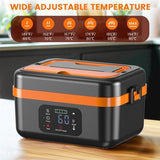 Portable 1L Cordless Electric Heated Lunch Box 16000mAh 60W 304 Stainless Steel Black& orange V201-ELB6080BOR8AU