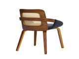 Set of 2 Rattan Back Dining Chairs, Black Faux Leather V1127-AU-DC02-BLK