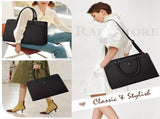15.6-inch Laptop Tote Bag for Women, Large Capacity Faux Leather Work Tote, Waterproof Business V1105-YABB-01