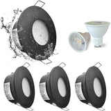 4 Pack Recessed Spotlights, LED 5W 3000K Warm White, IP65 Waterproof, Satin Nickel Black, Cutout 68 V1188-MS-520-006