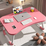 SOGA Pink Portable Bed Table Adjustable Folding Mini Desk Notebook Stand Card Slot Holder with BEDTABLEH302