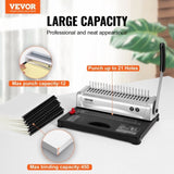Binding Machine, Comb Binding Machine 21-Holes Binding 450 Sheets, Book Binder Machine with 100 PCS V952-ZDJ20SSSD210BTS1FV0