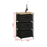 CARLA HOME 3 Drawer Fabric Storage Dresser - Steel Frame - Black - Storage Rack - Rustic V178-36405