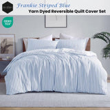 Ardor Frankie Blue Stripe Yarn Dyed Reversible Quilt Cover Set King V442-INT-QUILTCS-FRANKIESTRIPE-BLUE-KI