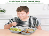 3PCS Stainless Steel Snack Containers with Transparent Lids, 4-Compartment Bento Box, 9.4" x 6.7" x V1369-AZ3-W-08731