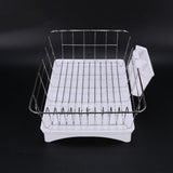 Stainless Steel Dish Drainer Drying Rack With 3-Piece Set Removable Rust Proof Utensil Holde For V1366-AZ2-W-16288