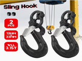 2SET 3.15T Sling Hook Heavy Duty Hammerlock/Slip Hook Kit With Swivel Winch & Safety Latch-Black V1181-SH-315T-BK