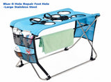 Foldable Pet Grooming Table with Stainless Steel Frame and Breathable Mesh Surface for Bathing Nail V1341-ZY-C8G8YZX4-8HOLEBLUELARGE
