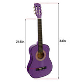 Karrera 34in Acoustic Childrens Wooden Guitar - Purple NC-34-PU