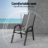 Gardeon 6PC Outdoor Dining Chairs Stackable Lounge Chair Patio Furniture Grey FF-B-STA-CHAIR-GE-X6