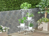 White Practical Plant Stand Wrought Iron Flower Pot Holder Corner Plant Shelf Organize V767-XJJ467-WT-G2